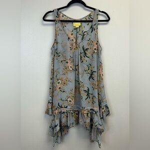 Maeve Floral Camisole Women’s L Gray Green Sheer Floral Long Whimsical Romantic